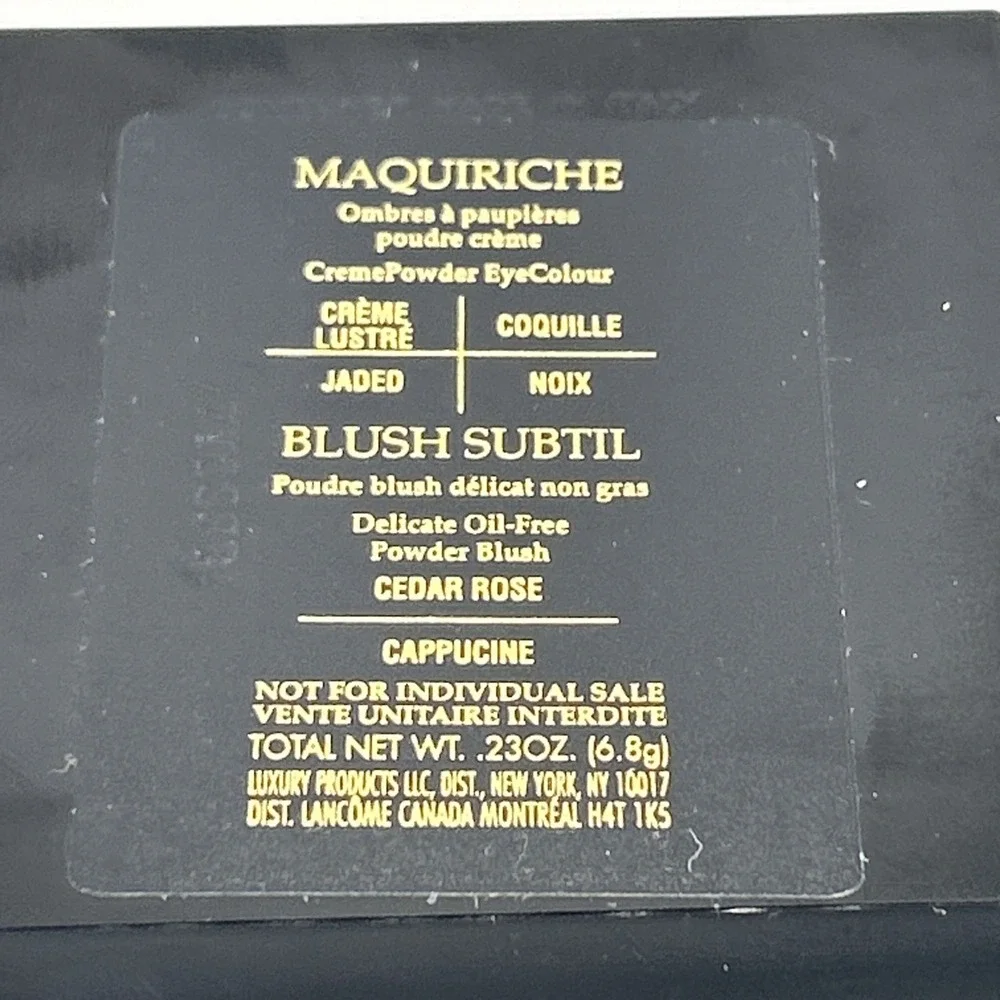 Lancome Maquiriche Crème Lustre Coquille Jaded Noic Cedar Rose Cappucine Pallet